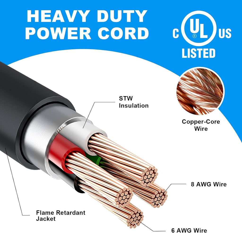 50 Amp RV/EV Extension Cord, 50FT NEMA 14-50P/14-50R 50 Amp RV Cord, Heavy Duty 6/3+8/1 AWG STW RV Power Cord for RV Camper and Generator to House (50FT)