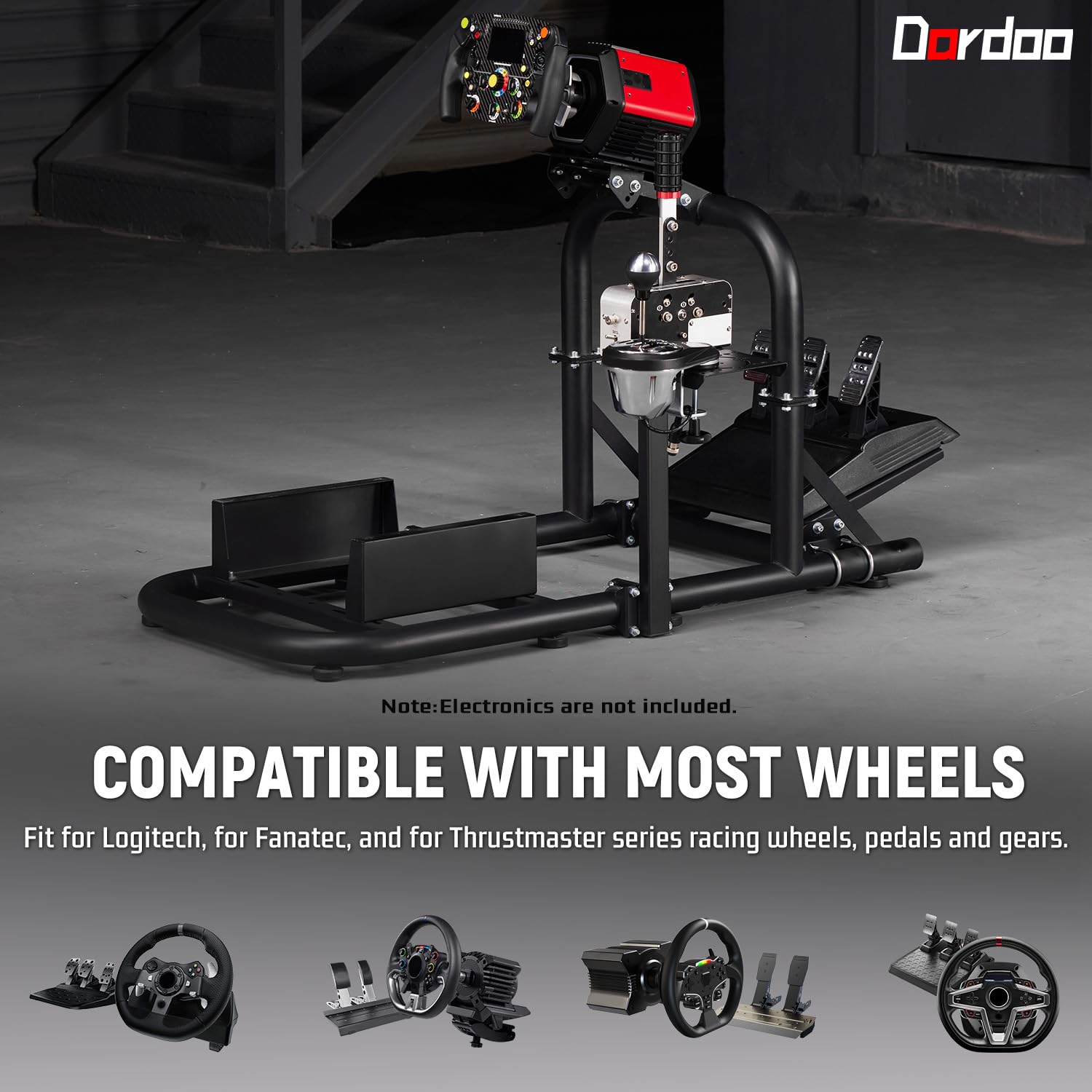 Dardoo Gaming Simulator Cockpit Adjustable Compatible with Logitech G27 G29 G920 G923, for Fanatec, for Thrustmaster T300RS T500R, Racing Simulator Cockpit without Wheel Pedal Shifter Seat
