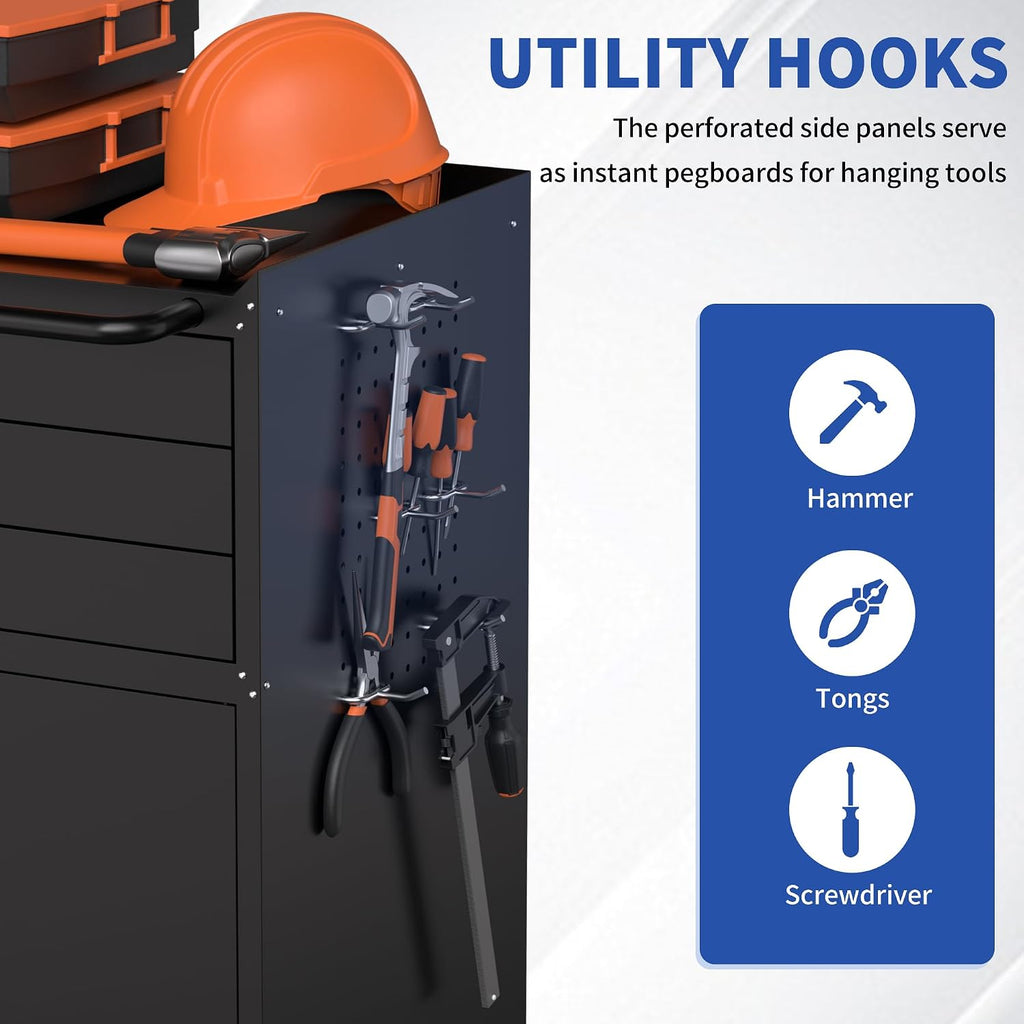 RYH 29.5' W Rolling Tool Cabinet Metal Garage Storage Cabinet on Wheels, Locking Rolling Tool Chest for Workshop, Heavy Duty Tool Cart with Drawers (Black+, 3 Drawers 2Door34.4 H ×29.5' W)