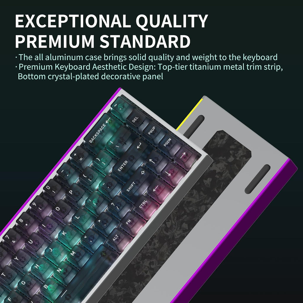 Hexgears MAG68-65% Mechanical Gaming Keyboard Wired, Magnetic Switch Hot-Swappable, Adjustable Rapid Trigger Mode, 8000Hz Polling Rate, All-Aluminum Case, 16.8M RGB Backlit&Strip - Aurora