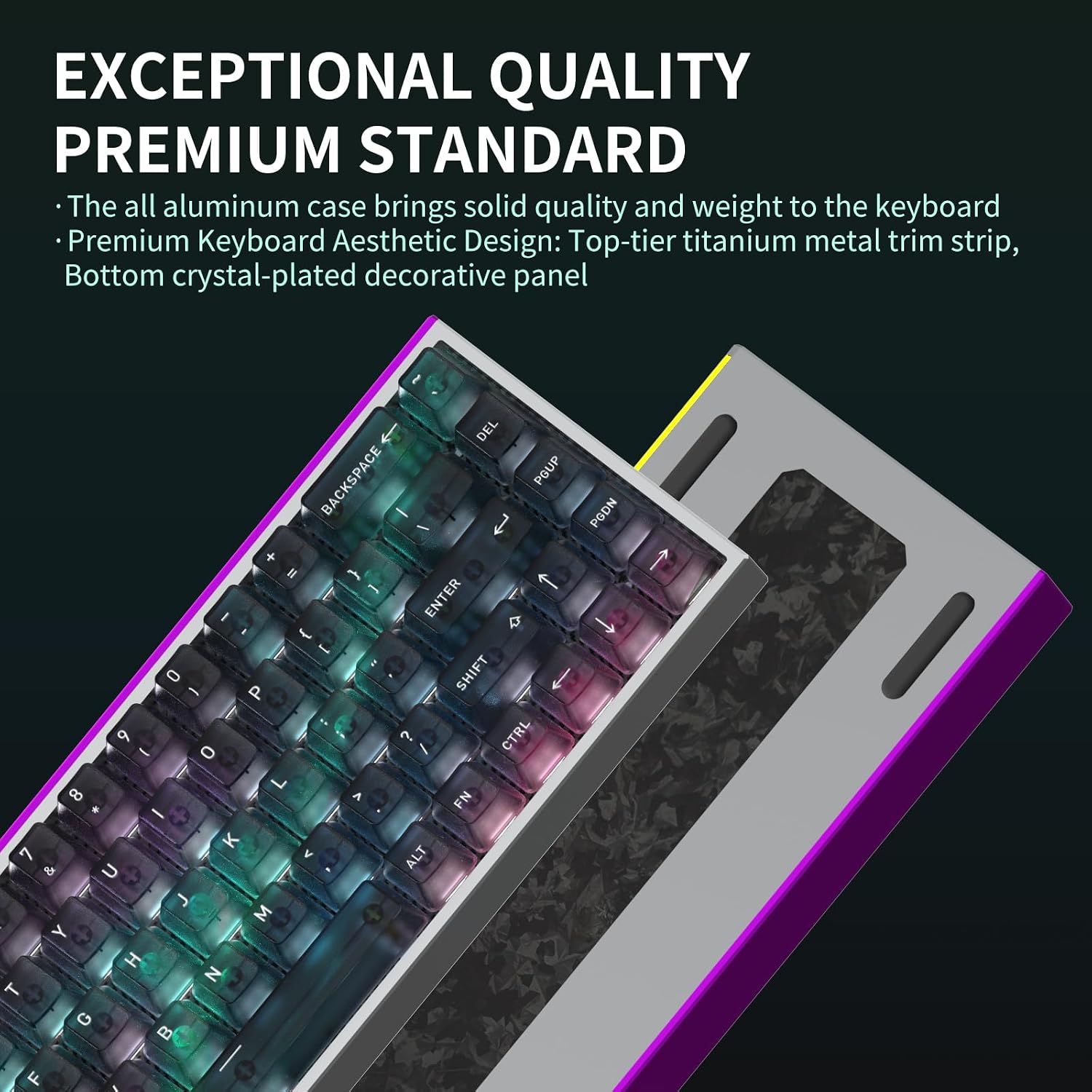 Hexgears MAG68-65% Mechanical Gaming Keyboard Wired, Magnetic Switch Hot-Swappable, Adjustable Rapid Trigger Mode, 8000Hz Polling Rate, All-Aluminum Case, 16.8M RGB Backlit&Strip - Aurora