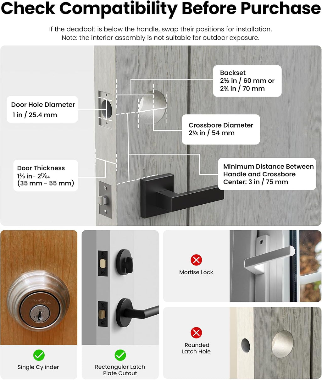 Lockin Veno Plus Smart Lock with Dual Swappable Batteries, 6-Month Power, 2K 180° Camera & Video Doorbell, Palm Vein/Fingerprint Entry, Built-in WiFi, App Control, No Subscription