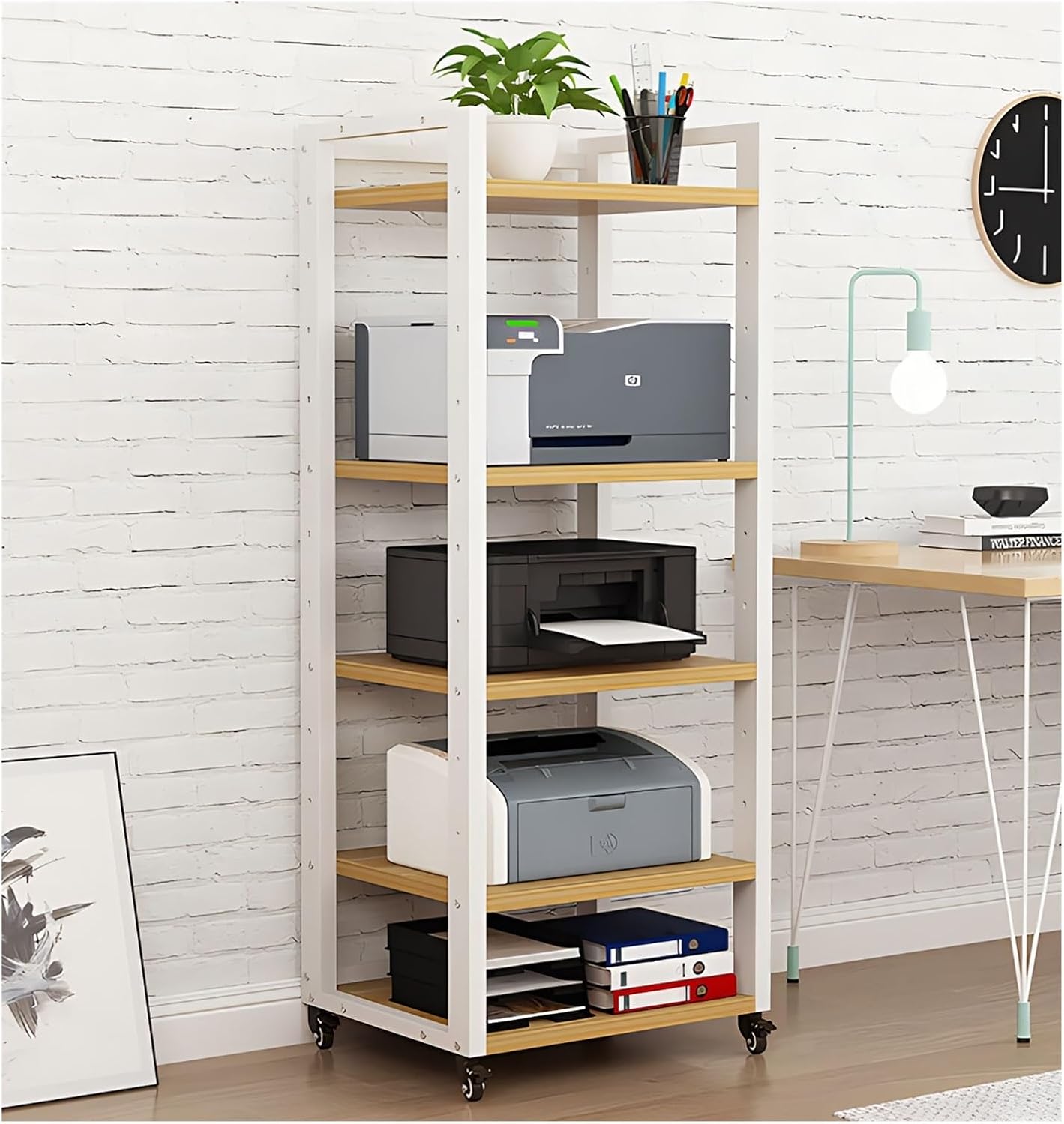 Heavy Duty HiFi Rack 2 3 4 5 Tier Av Media Stand Wood Shelf, Studio Audio Rack Tower Equipment, Gaming Console Stand Shelf/Music Living Room Stereo Video System Racks(White,5-Tier)