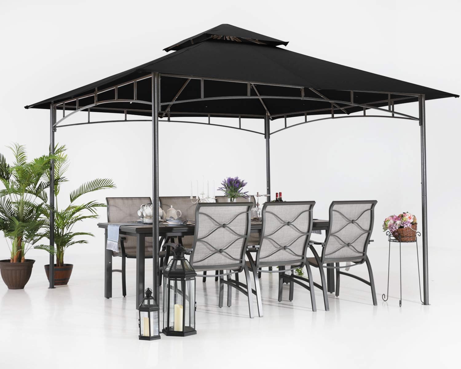 ABCCANOPY Gazebos for Patios 10x10 - Outdoor Steel Frame Gazebo for Lawn Backyard Garden Deck (Black)