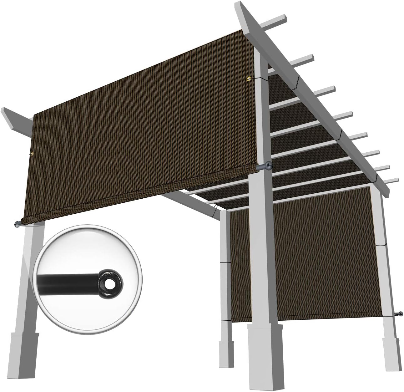 Windscreen4less 11'x4' Outdoor Pergola Replacement Shade Cover Canopy for Patio Privacy Shade Screen Panel with Grommets on 2 Sides Includes Weighted Rods Breathable UV Block Brown-Customized