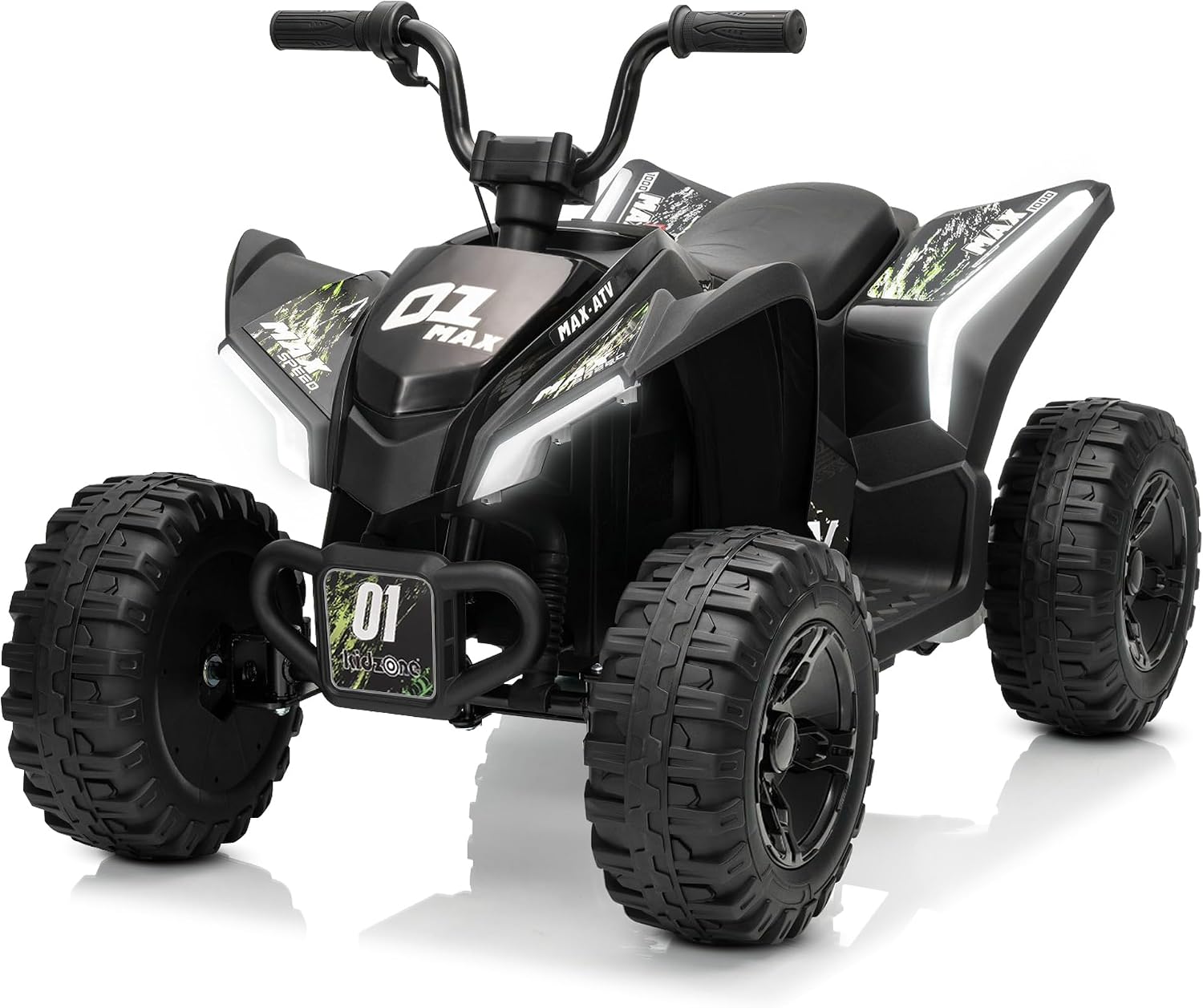 Kidzone 12V Electric Ride on ATV for Kids 3-8 Years, Battery Powered 4-Wheeler with LED Headlights, Rear Suspension, Forward/Reverse, up to 3.7 MPH, 88 lb Capacity, Forest