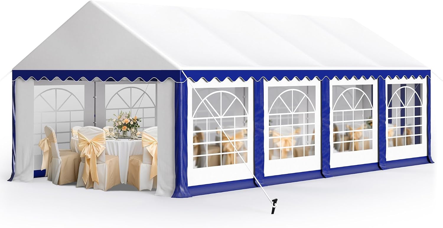 MFSTUDIO 13'x26' Party Tent, Outdoor Heavy Duty Party Tents with Removable Sidewalls, Large Canopy Tent Shelter for Outdoor Events Wedding Birthday, Blue
