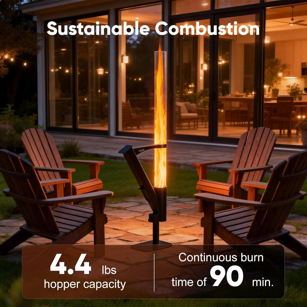 Rayzi New Rocket Stove 58 Inch, Smokeless Wood Pellet Patio Heater, Wood Pellet Fire Pits for Outside, Portable Pellet Heater for Patio/Garden/Backyard/Outside Restaurant/Bonfire Party/Beach