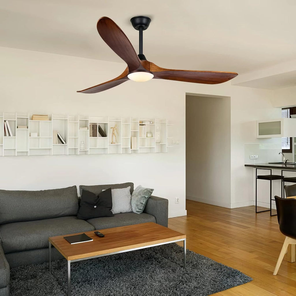 Farmhouse Ceiling Fans with Lights, 60 inch Outdoor Ceiling Fan for Patios with Light, 3 Blades Wood Ceiling Fan Damp Rated Large Airflow Commercial Ceiling Fans for Exterior House Porch Gazebo