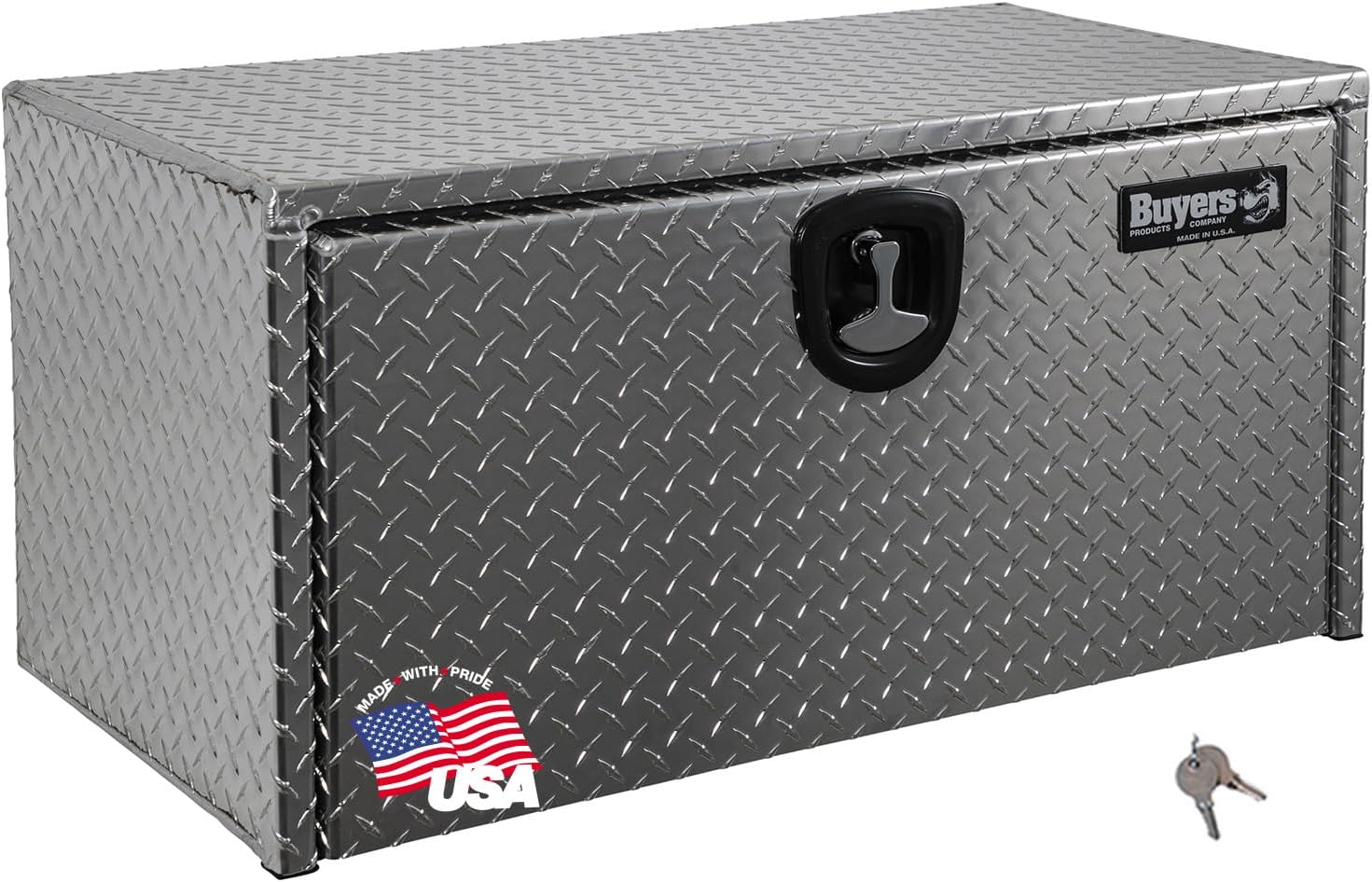 Buyers Products 1705135 Diamond Tread Aluminum Underbody Truck Tool Box, 24 x 24 x 36, Made in USA, .100 in. Thick, Corrosion Resistant, Locking Compression Latch, Secure Storage for Work Trucks