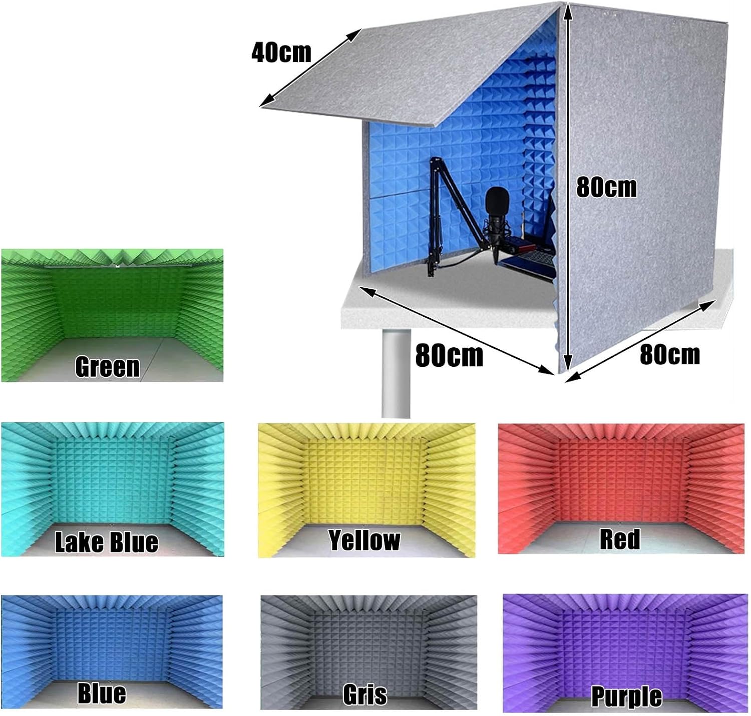 WORDFUN Sound Isolation Room for Home Studio, Microphone Foam Booth Cube, Portable Vocal Booth for Recording, Desktop Soundproof Cover, for Recording Podcasts Singing Gaming