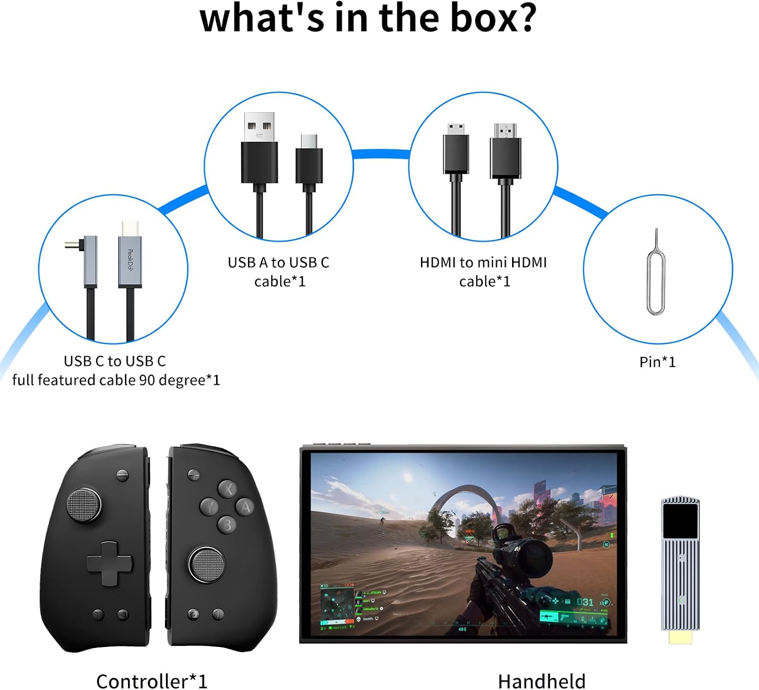 7 inch 60Hz Streaming Gaming Handheld, 0 Latency 100ft Wireless Game Console Monitor Touchscreen with Controller for PC,Xbox,PS5/4,Switch(V3 SE)