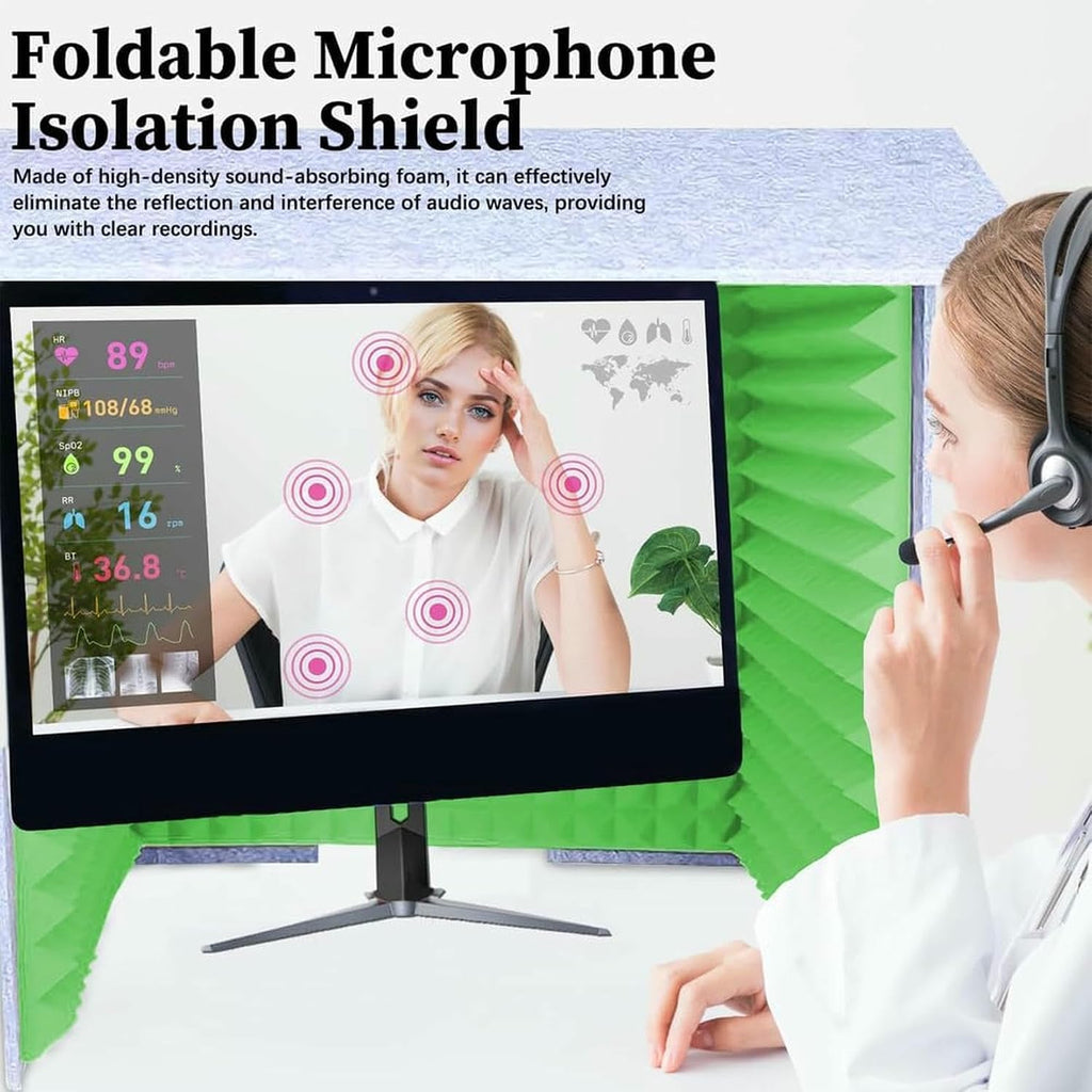 Music Desktop Soundproof Booth, Portable Recording Cover, Filter Vocal Sound Isolation Box, for Singing Gaming and Broadcasting