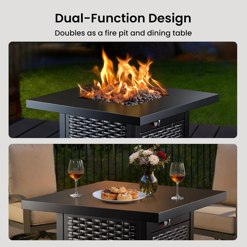 Ciays 28' Propane Fire Pit Table, 50,000 BTU CSA-Listed Gas Fire Pit with RGB Lighting, Adjustable Flame, Lava Rock, APP Control, Music-Sync Lighting, Outdoor Gas Fire Pit for Patio, Backyard & Garden