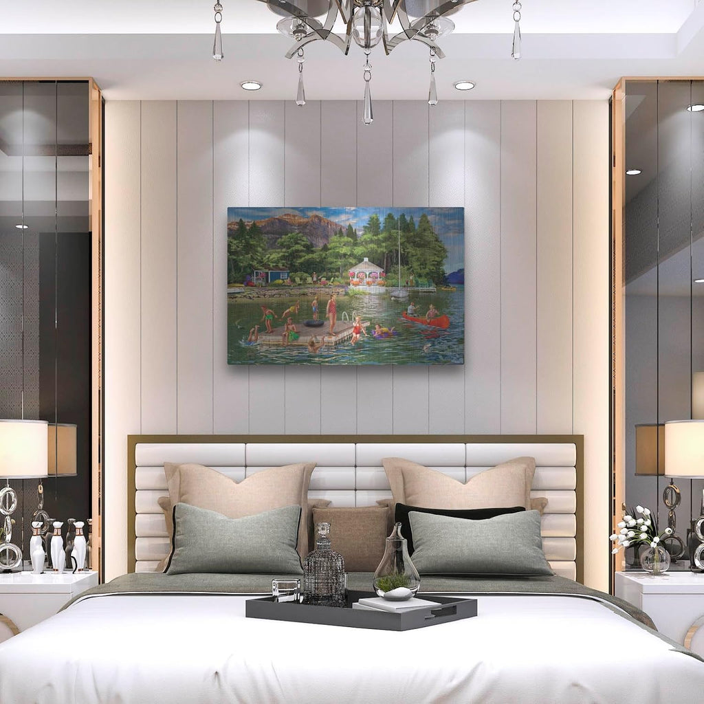 'Gazebo Lake' by Bigelow Illustrations Metal Wall Art, 36' x 24'