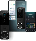 PHILIPS Hue Secure Wired Video Doorbell, 2K Resolution, Wide Angle View, Notifications, Doorbell Camera with Integrated Hue Lights, Two-way Audio, Infrared Night Visibility, Black