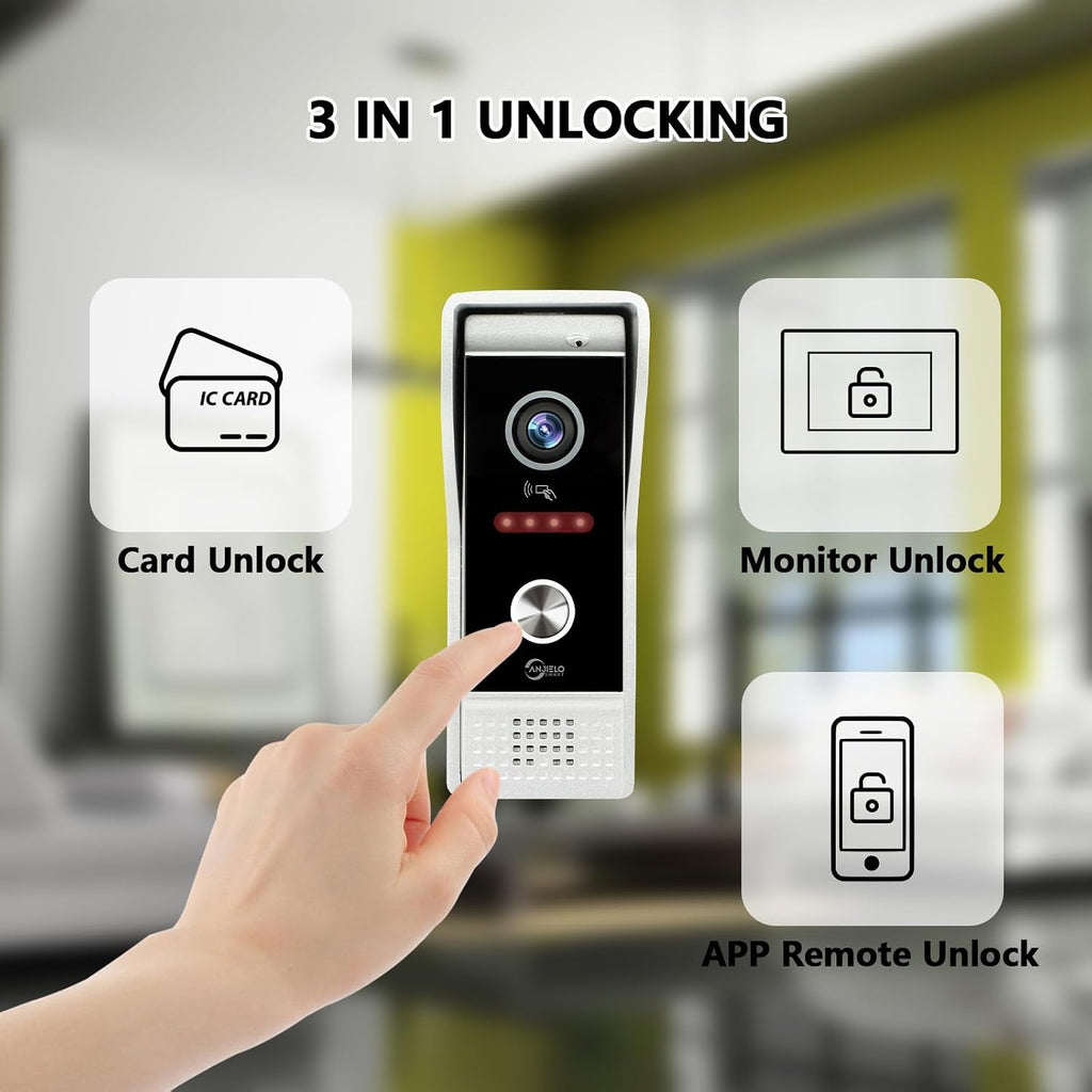 Wired Video Doorbell Apartment Intercom System,10 Inch Full Touch Monitor,1080P Doorbell Camera,TUYA WiFi Smart Home Video Intercom Door Phone Kits IC Unlock for Villa Home,32G