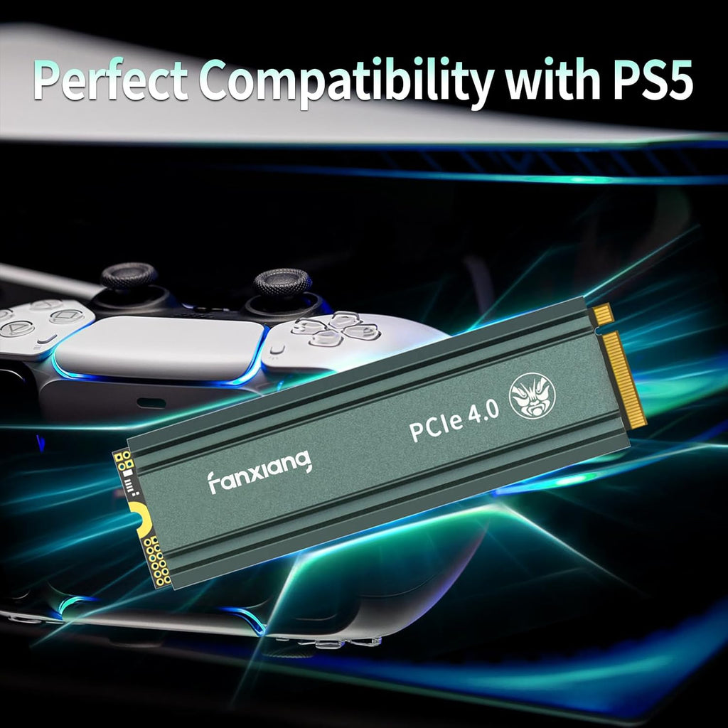 fanxiang S660 PCIe 4.0 1TB NVMe M.2 SSD for PS5 with Heatsink, Up to 5000MB/s, Internal Gaming SSD NAND SLC Cache Suitable for PS5 Enthusiasts, Technology Enthusiasts, IT Professionals