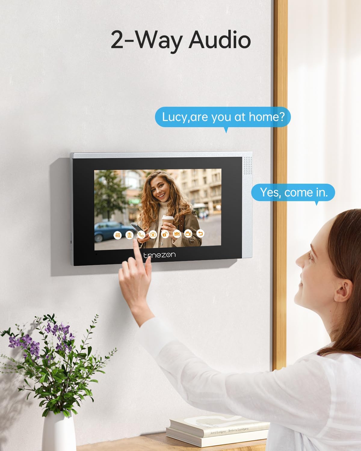 TMEZON Wireless WiFi Video Doorbell Intercom System 2 Unit and Monitor Door Phone IP 4 Wire 7 Inch Entry 1080P Camera Night Vision,Support Remote Unlock Door Release,Snapshot,Tuya