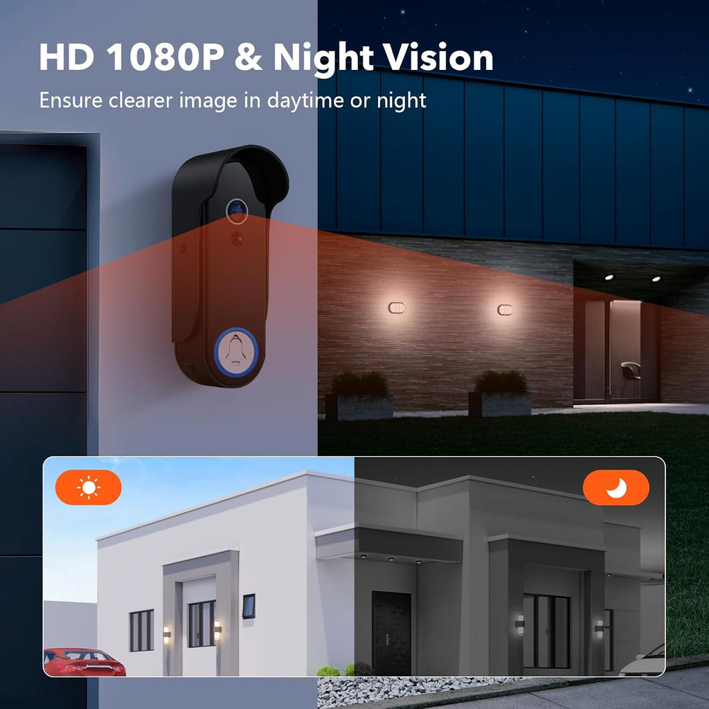 Wireless Smart Video Doorbell Intercom System, WiFi 1080P Video Doorbell Camera with Monitor, Video Door Phone with 7''Touch Screen, Motion Detection, No Subscription, APP Control