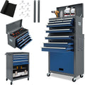 Kirmoasl 13-Drawer Rolling Tool Chest, Large Tool Chest with Wheels, 2 in 1 Detachable Tool Chests, Portable Tool Storage, Locking Mechanic Tool Box for Warehouse, Garage, Gray & Blue