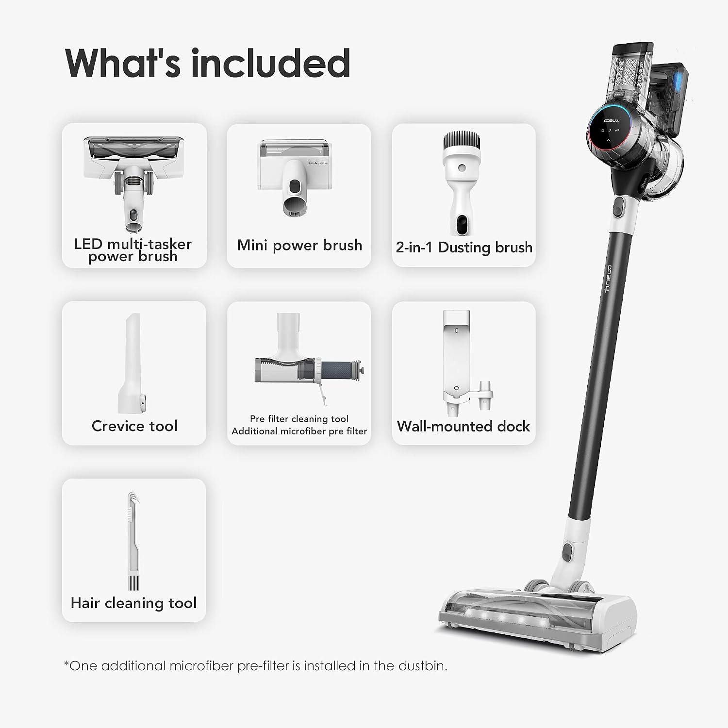 Tineco Pure ONE S11 Smart Cordless Stick Vacuum Cleaner, Strong Suction Handheld Vacuum for Hard Floors, Cars & Pet Hair, Lightweight Deep Cleaning