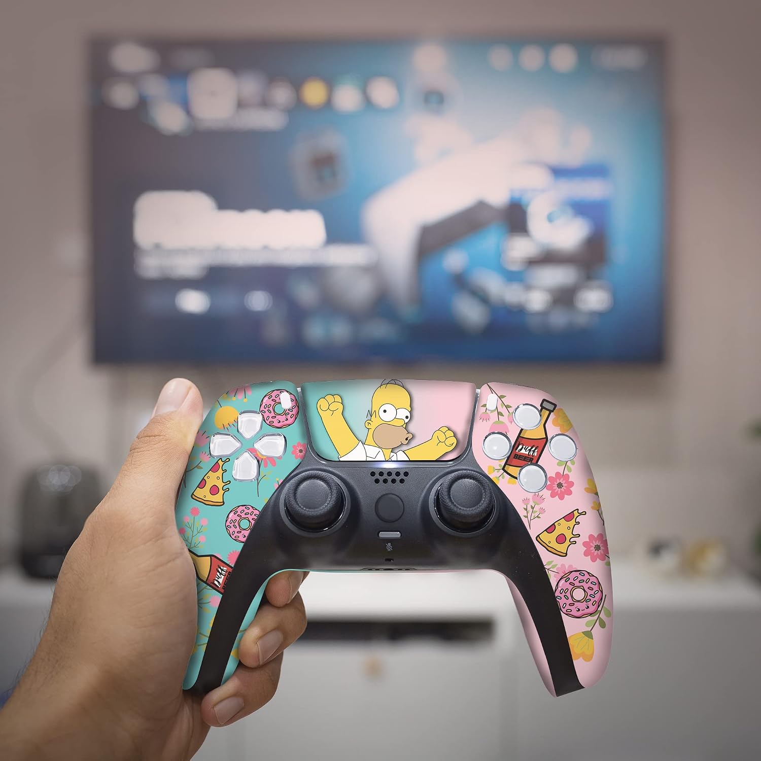Simpsson Custom PS-5 Controller Wireless compatible with Play-Station 5 Console by BCB Controllers | Proudly Customized in USA with Permanent HYDRO-DIP Printing (NOT JUST A SKIN)