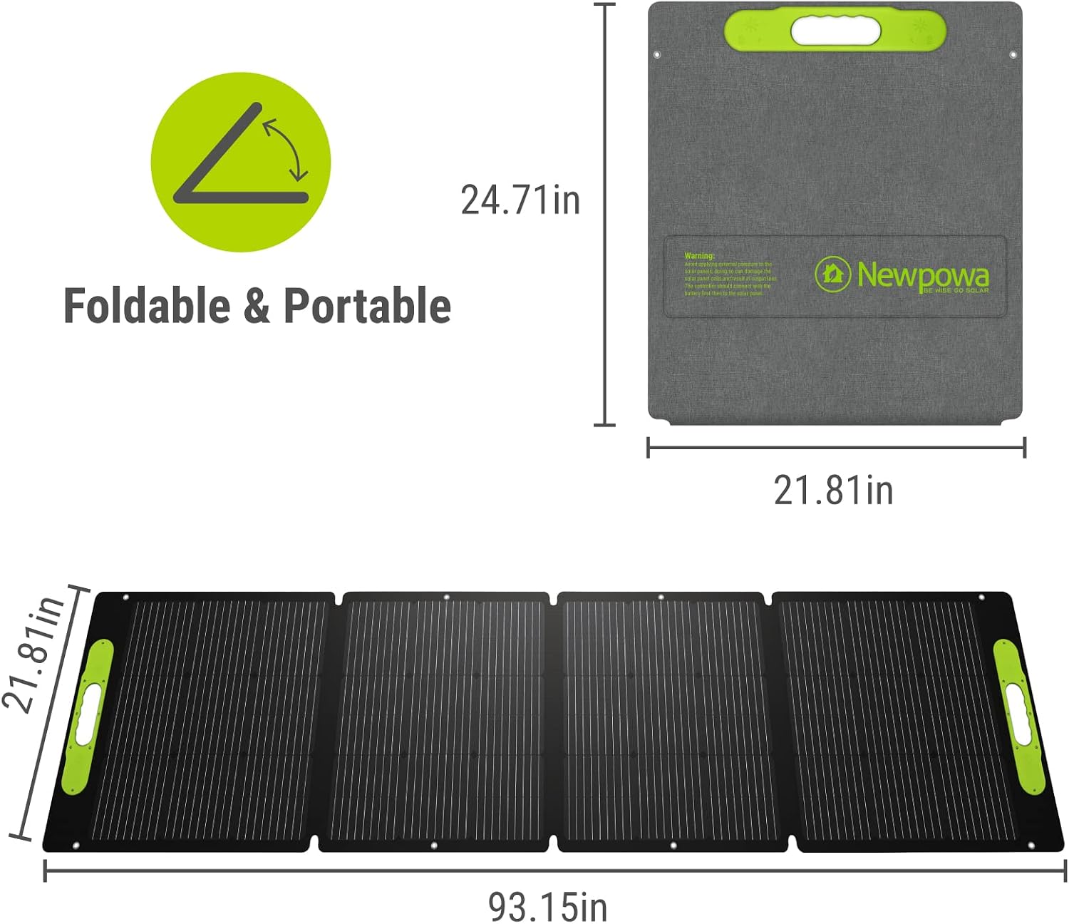 Newpowa 200W Portable Solar Panel Kit with Adjustable Kickstand Case 200 Watt 12V Foldable Solar Panel+20FT Extension Cable+15A PWM Solar Charge Controller+Battery Clamp Set with 3ft Wire