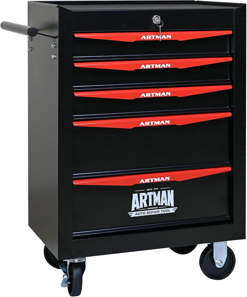 5 Drawers Tool Cart on Wheels, Multifunctional Rolling Tool Storage Chest, Drawers Rolling Trolley Organizer Tool Box for Warehouse, Garage, Workshop, Repair Shop (5 Drawers-30.5' H)