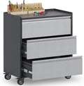 3 Drawer Rolling Garage Storage Cabinet, Small Metal Tool Cabinet with Drawer, Tool Chest & Cabinet for Workshop, Garden, Home, Office, Assembly Required, Black/Gray