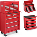 Winado 9-Drawer Rolling Tool Chest with Wheels & Lock & Key, Tool Box with Large Storage Cabinet, Removable Portable Top Box for Garage, Warehouse, Repair Shop & Home, (Red)