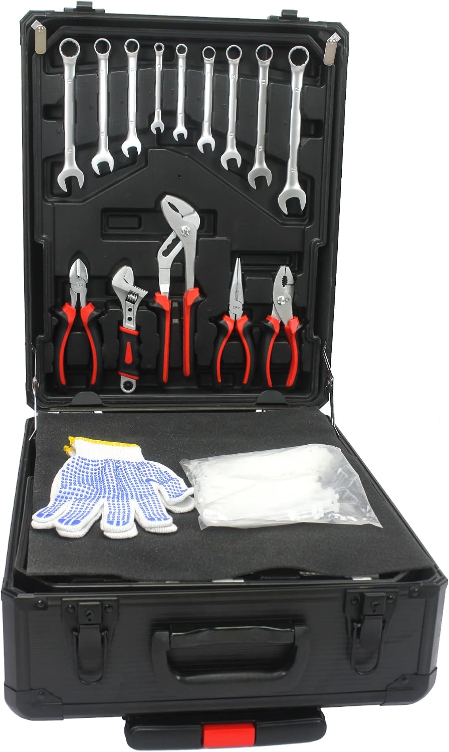 Leavader 889 Pcs Aluminum Trolley Case Tool Set with Wheels, Four-Layer Tool Kit with Rolling Tool Box, Portable Toolbox Storage Case with Drawer for Repair Gift on Father's Day