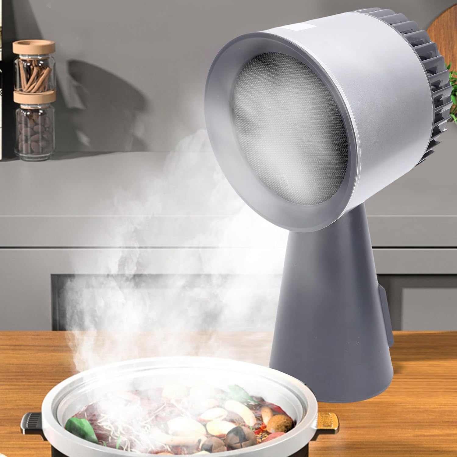Portable Range Hood with Negative Ion Generator, 3 Speed Motor, Cooling Filter and Oil Collection Box, Compact Quiet Design for Home, Camping, Small Gatherings, Smoke Air (US Plug)