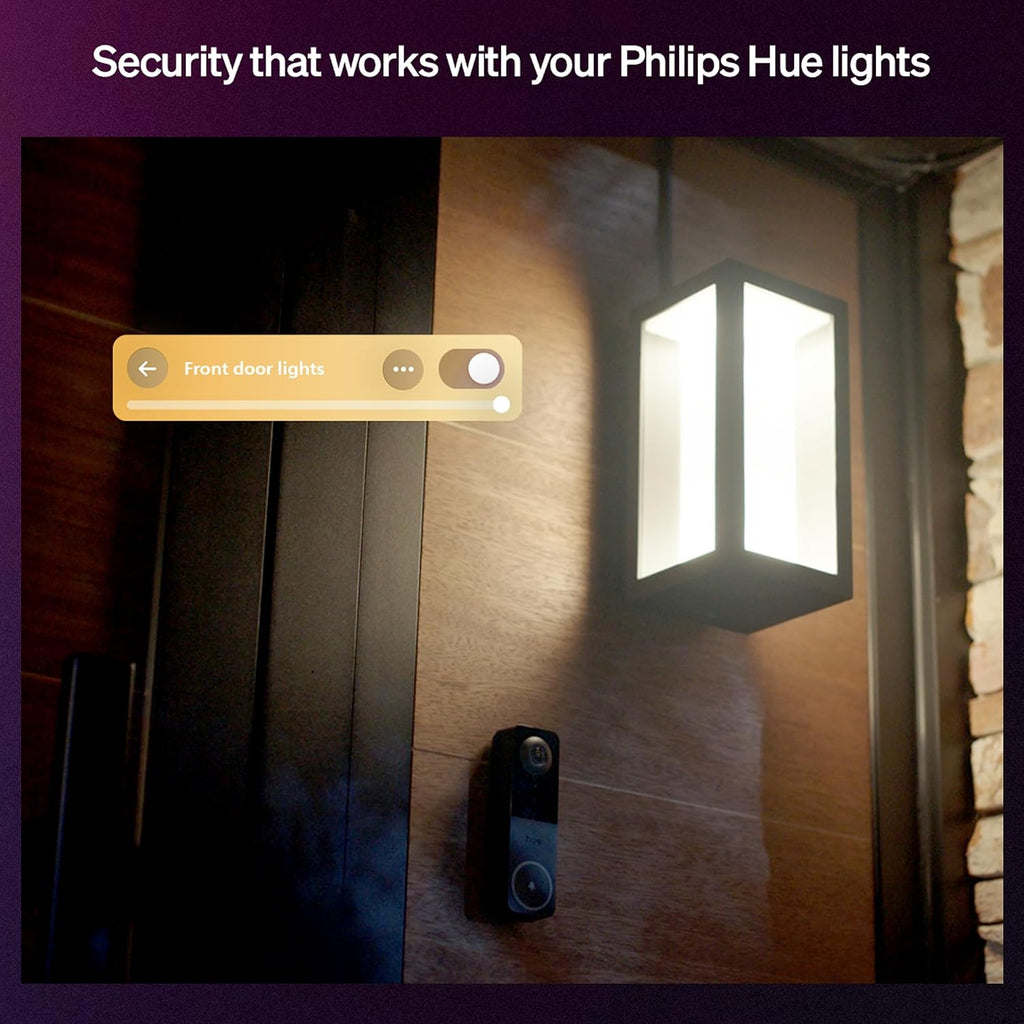 PHILIPS Hue Secure Wired Video Doorbell, 2K Resolution, Wide Angle View, Notifications, Doorbell Camera with Integrated Hue Lights, Two-way Audio, Infrared Night Visibility, Black