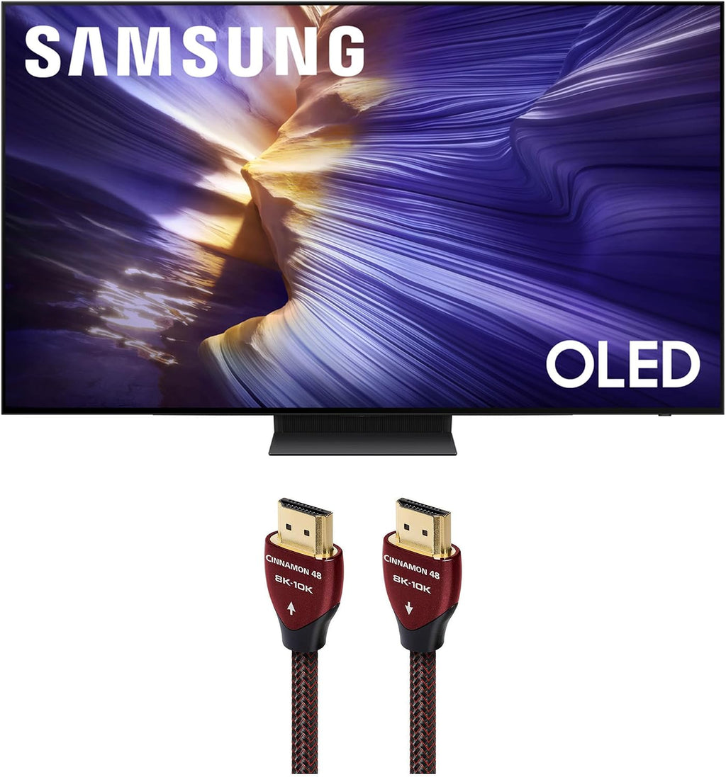 Samsung QN65S90FAFXZA 65 Inch 4K OLED Smart TV with an AudioQuest Cinnamon 48 1.5M 8K-10K 48Gbps HDMI Digital Cable (2025)