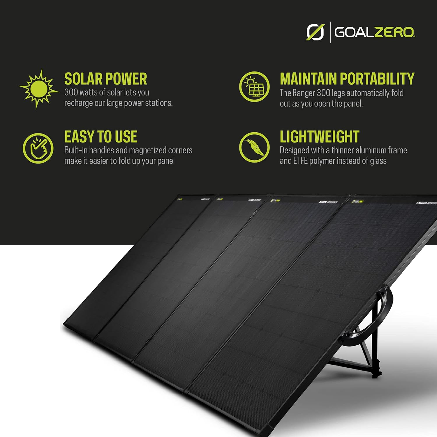 Goal Zero Ranger 300 Briefcase Solar Panels, Portable 300-Watt Solar Panels, Flexible Solar Panel for Outdoor Charging Station