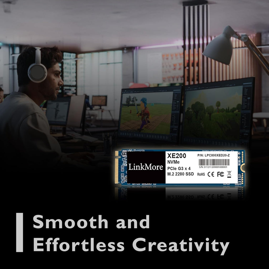 LinkMore XE200 1TB PCIe Gen3 NVMe M.2 2280 Internal Solid State Drive, Gen3.0X4 Read Speed Up to 2500MB/s for Latop and PC