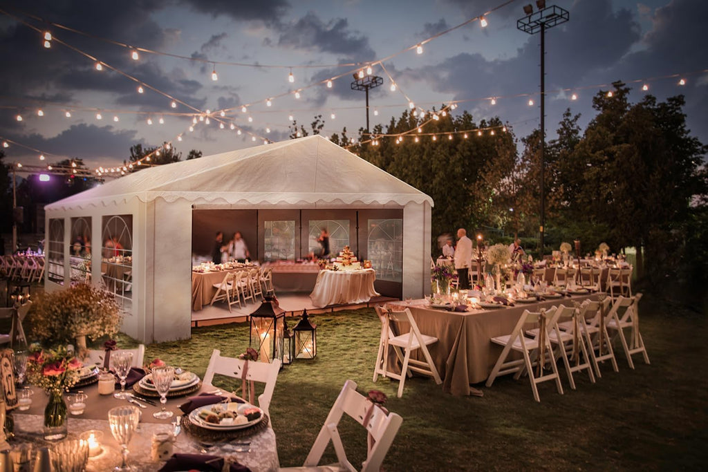 AMERICAN PHOENIX Party Tent 20x20 ft Heavy Duty Canopy Shelter for Wedding Event Fair with Fire Retardant Roof with Sidewalls and Windows White (20x20 - w FR)