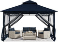 ABCCANOPY Gazebos for Patios 10x10 - Outdoor Steel Frame Gazebo with Mosquito Netting for Lawn Backyard Garden Deck (Navy Blue)