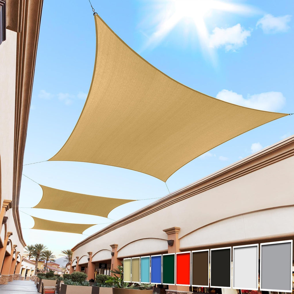 Royal Shade 12' x 16' Sand Beige Rectangle Square Sun Shade Sail Order to Make RTAPR0816 Canopy, UPF50+ 95% UV Blockage, 200GSM Commercial Standard Heavy Duty, 3 Years Warranty (We Make Custom Size)