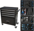 233PCS 4 Drawers Rolling Tool Box with Tool Sets, Heavy Duty Steel Garage Storage Cabinet with Lockable Wheels, Mechanic Organizer for Home, Auto, Workshop, Warehouse, Black