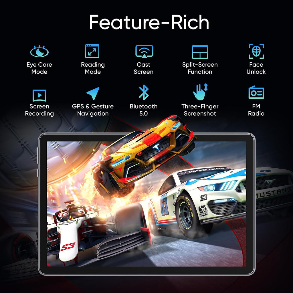 Android 16 Tablet with Gemini AI 90HZ Refresh Rate, 11 Inch 1920x1200 Pixels FHD, 24GB RAM 256GB ROM 2TB TF, T7250 Octa-Core Gaming Tablets, 13MP+8MP, 8000mAh Battery, Widevine L1, 5G Wifi, GPS (Gray)