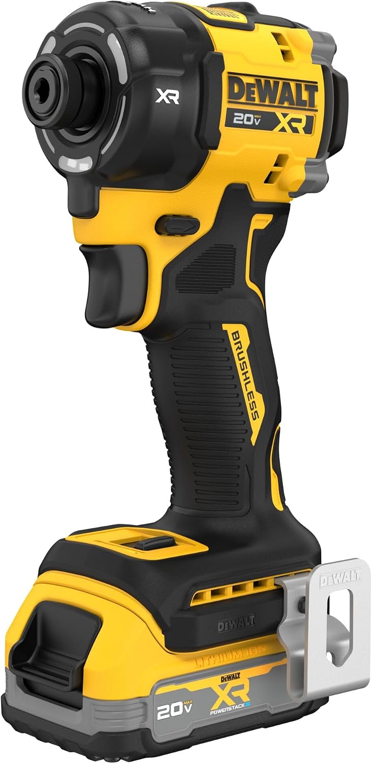 DEWALT 20V MAX XR 1/4 Inch Quiet Hydraulic Cordless Impact Driver Kit with POWERSTACK Battery and Charger (DCF870E1)