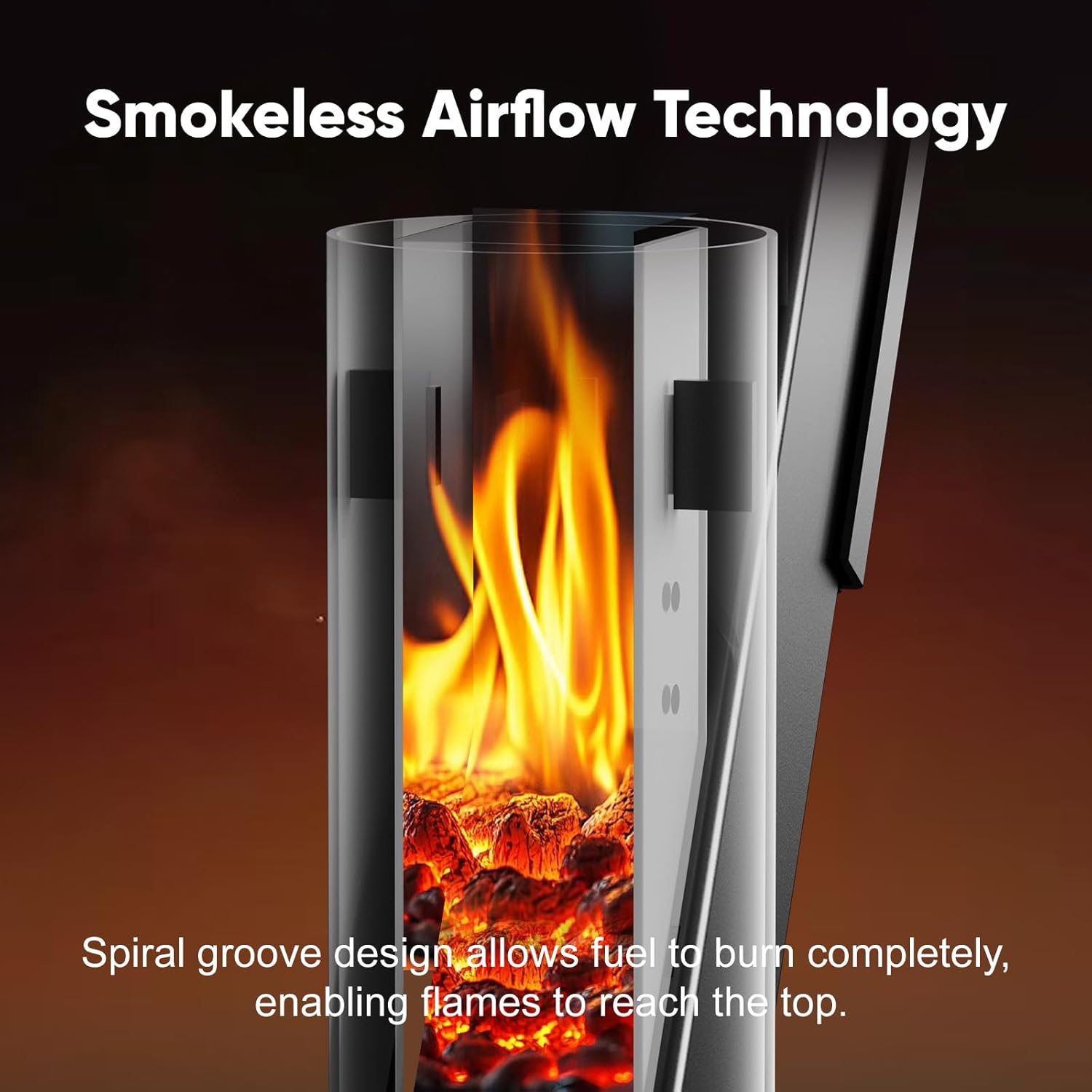 Rayzi New Rocket Stove 55 Inch, Smokeless Wood Pellet Patio Heater, Wood Pellet Fire Pits for Outside, Portable Pellet Heater for Patio/Garden/Backyard/Outside Restaurant/Bonfire Party/Beach
