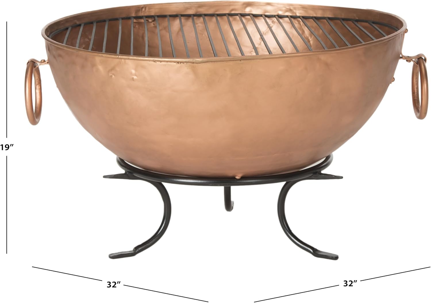 Safavieh Outdoor Collection Bangkok Fire Pit, Copper and Black