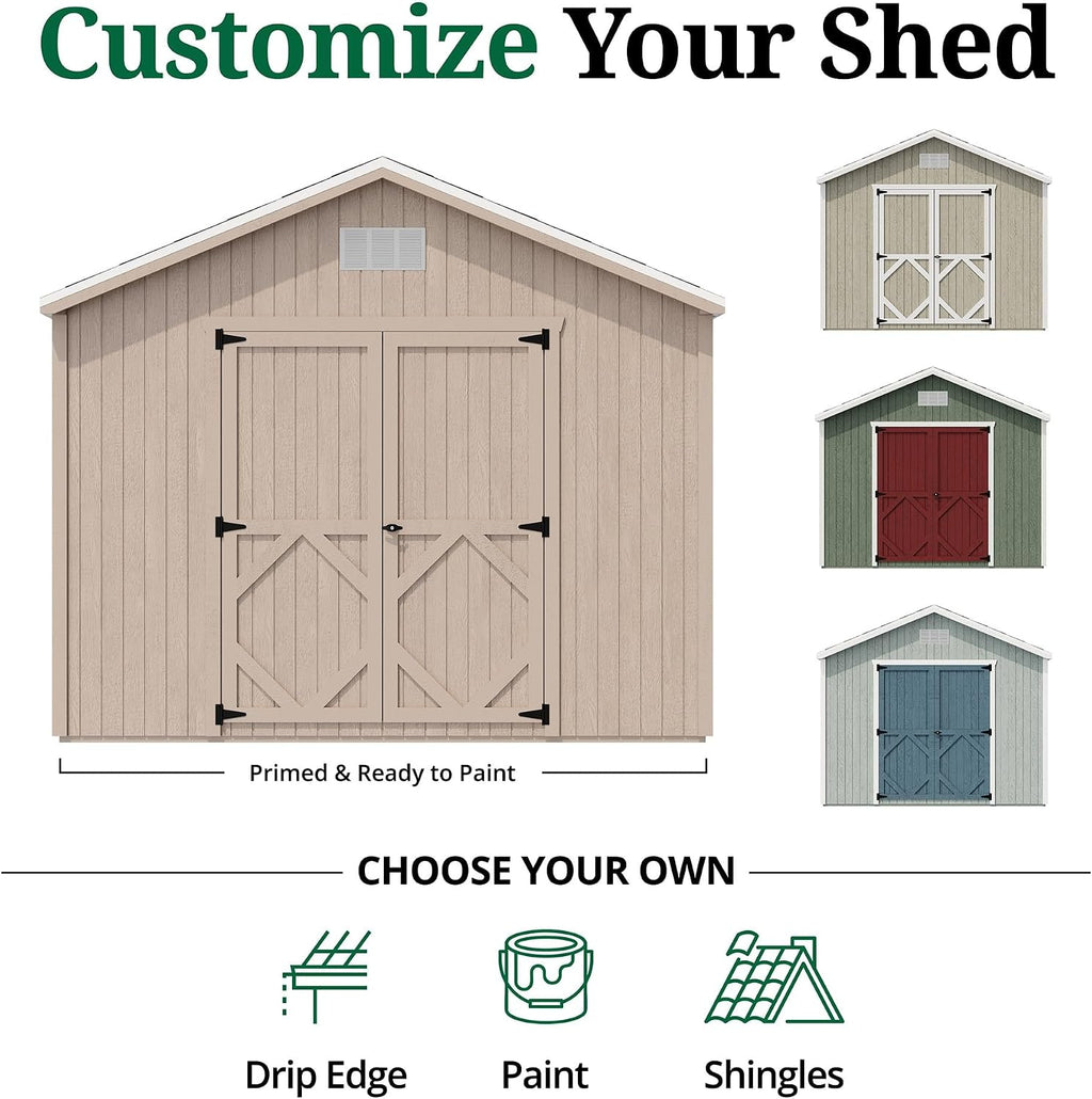 Little Cottage Co. 10x12 Classic Gable Shed with Floor, Outdoor Wood Storage Do-It-Yourself Precut Kit