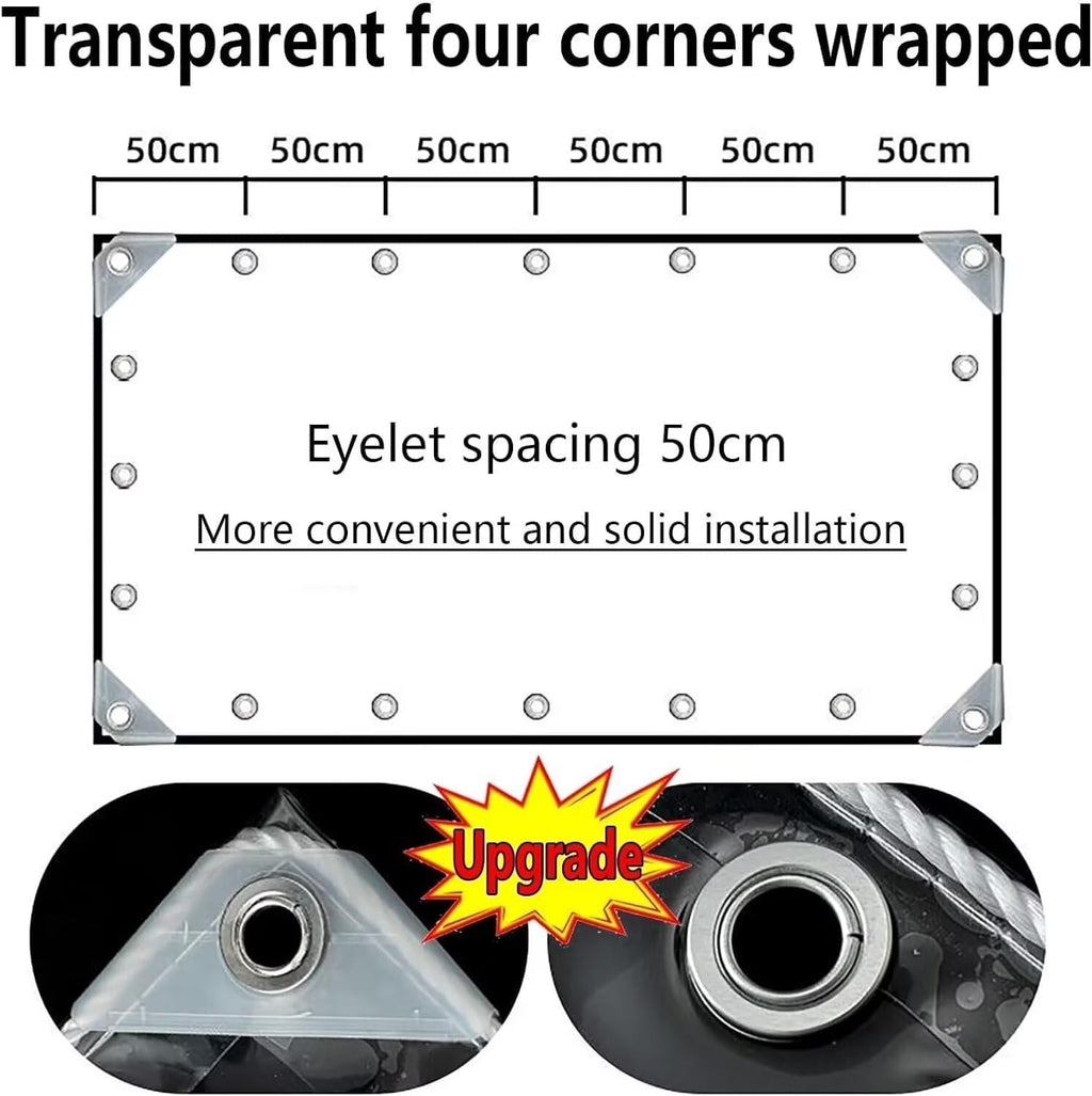 10' X 15' Clear Vinyl Tarp, 14 Mil Clear Tarps Heavy Duty Water Resistant, 400g/m² Thickened Tear Resistant with Metal Grommets, for Patio Porch and Garden Chicken Coop