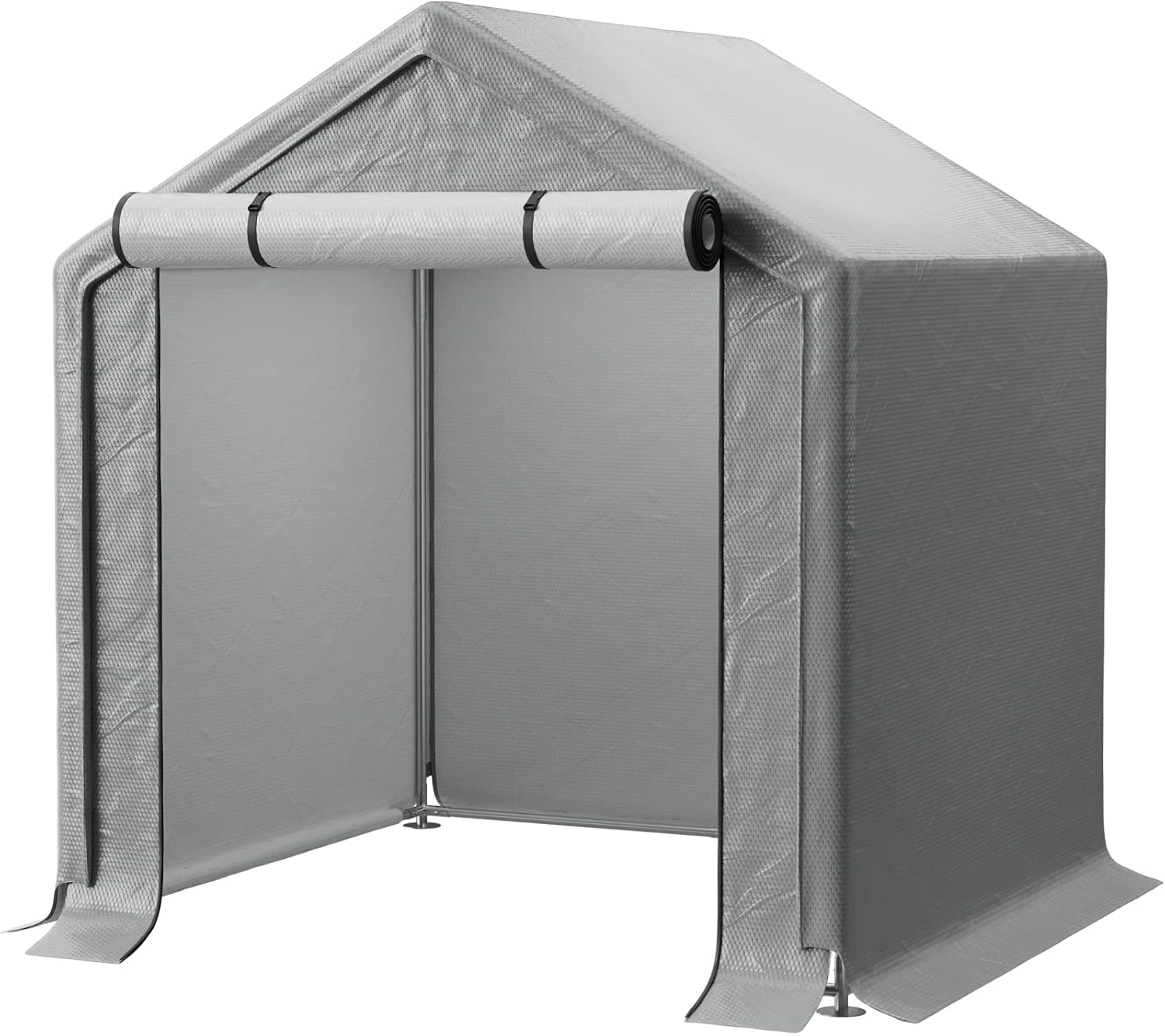 Outdoor Storage Shelter, 6x6 ft Portable Shed with Roll up Zipper Door, Waterproof and UV Resistant Anti-Snow, Heavy Duty Carport for Storing Garden Tools, Outdoor Equipment