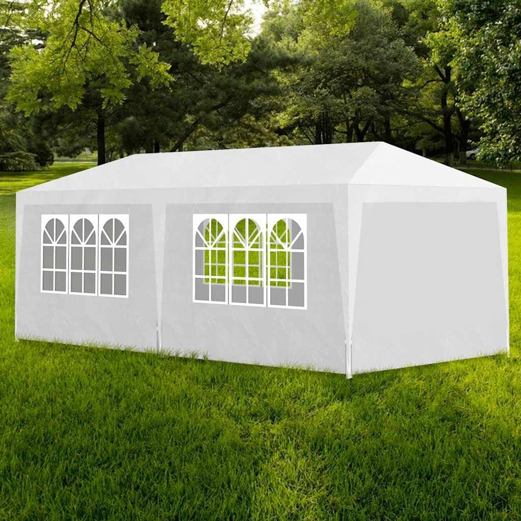 White Polyethylene Party Tent 9.8x19.7 ft Heavy Duty Outdoor Canopy Tent with Steel Frame for Backyard Parties Events and Gatherings