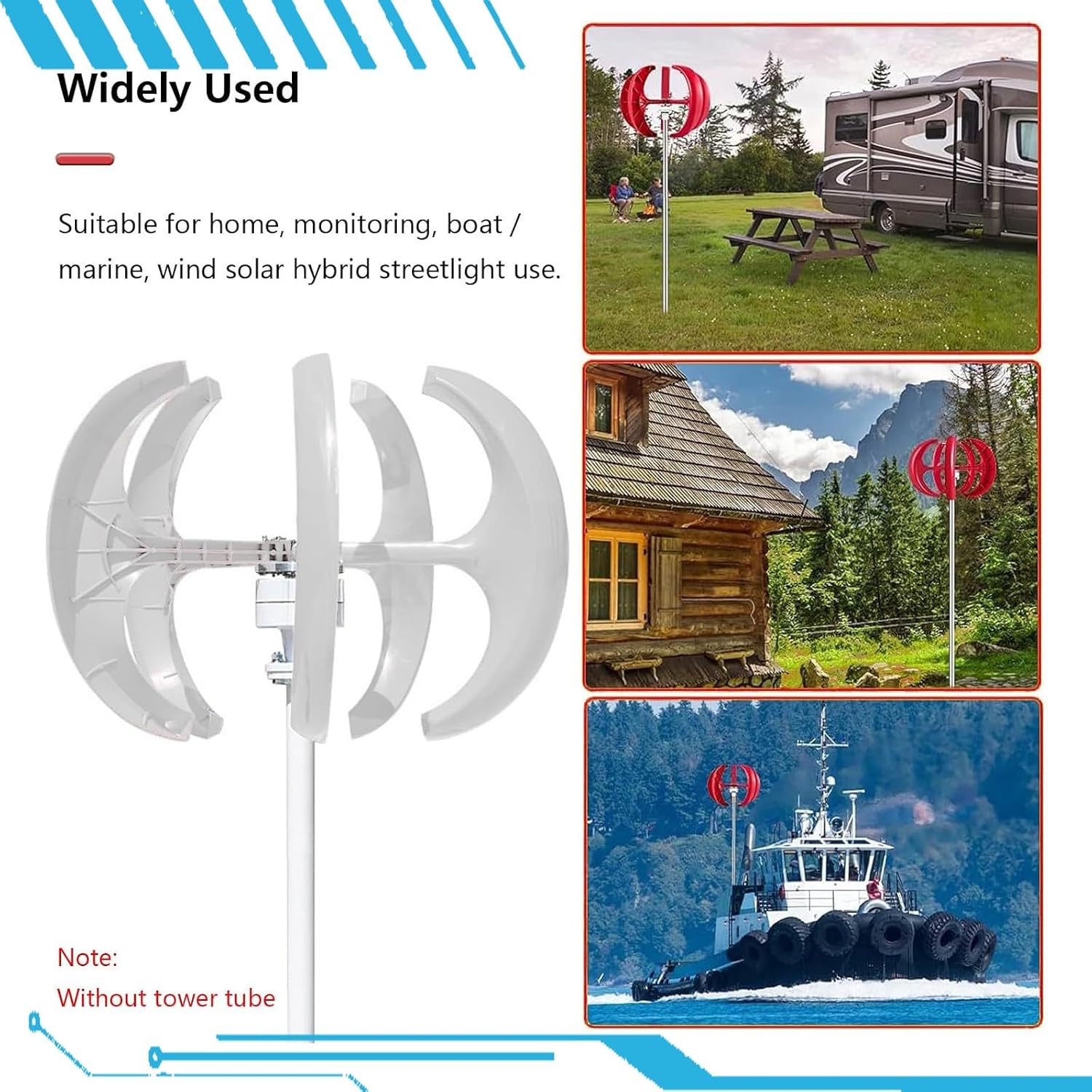 16000W Wind Turbines Generator,5 Blades 12V/24V/48V Vertical Axis Wind Turbines Generator Kit,3 Phase AC Permanent Magnet Generator Kit for Home Hybrids Streetlight Use(White,12V)